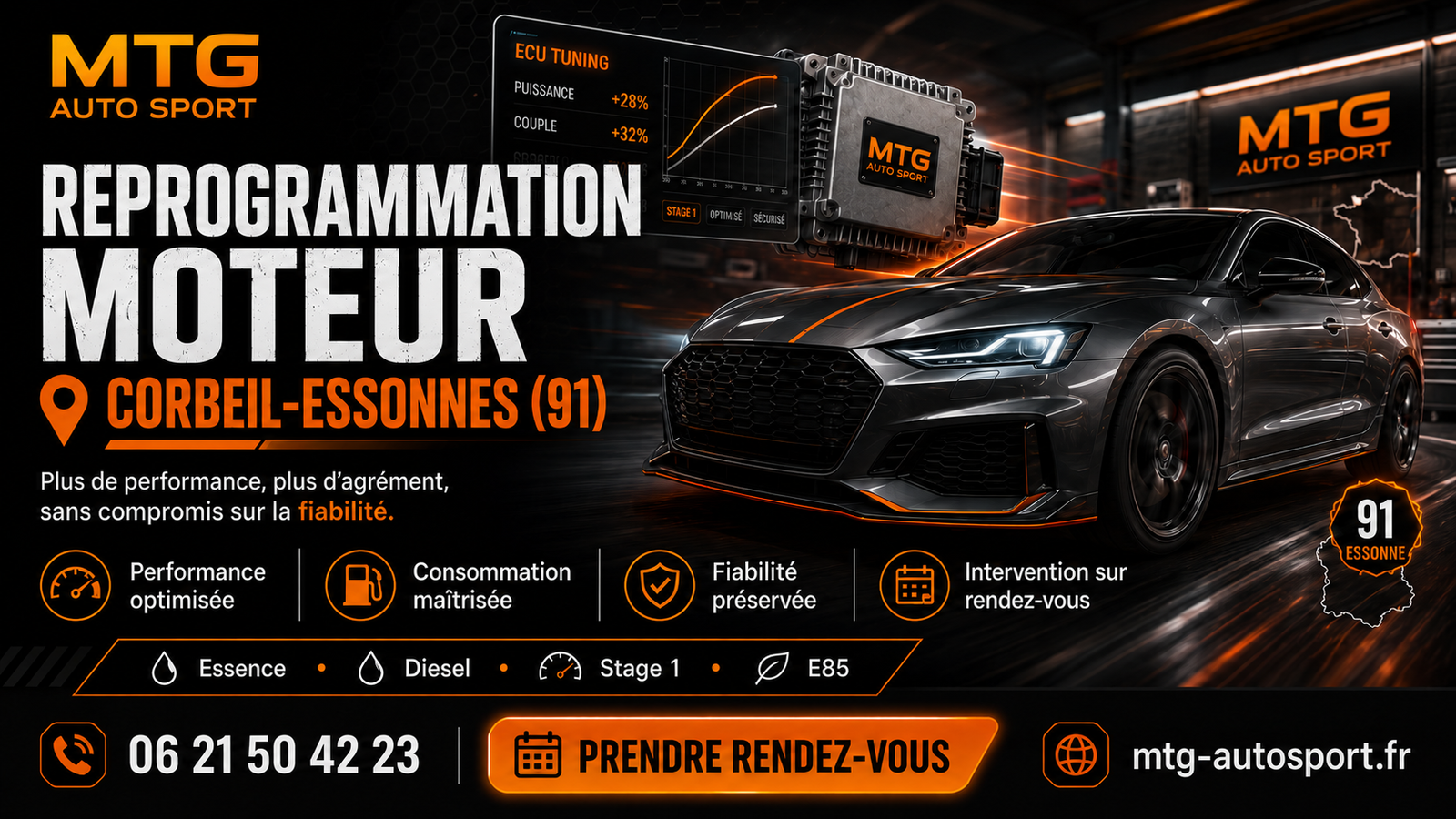 Reprogrammation moteur Corbeil-Essonnes (91) — MTG Auto Sport