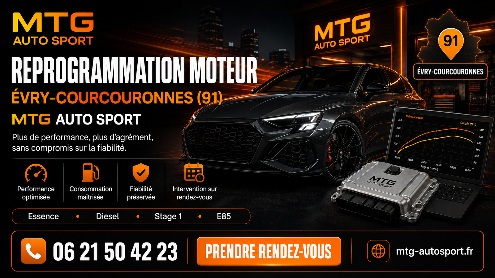 Reprogrammation moteur Évry-Courcouronnes (91) — MTG Auto Sport