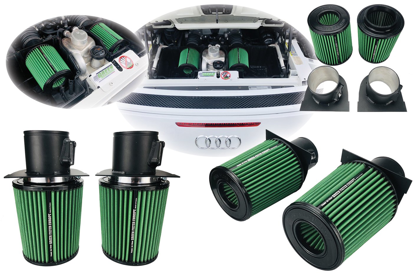 Filtre à air sport Green G591032/2 - AUDI R8 COUPE 5,2L V10 FSI (Kit complet)