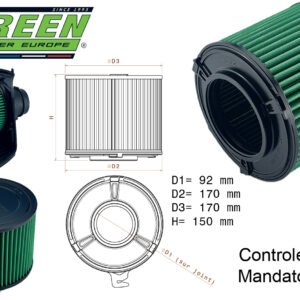 Filtre à air sport Green G791024 - AUDI A4 (8W) 1,4L TFSI