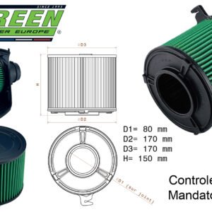 Filtre à air sport Green G791027 - AUDI A4 (8W/B9) 35 TDI Mild Hybrid